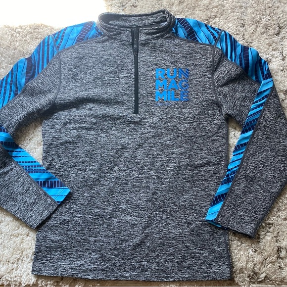 Gray and Blue Quarter-Zip Pullover - Picture 1 of 3